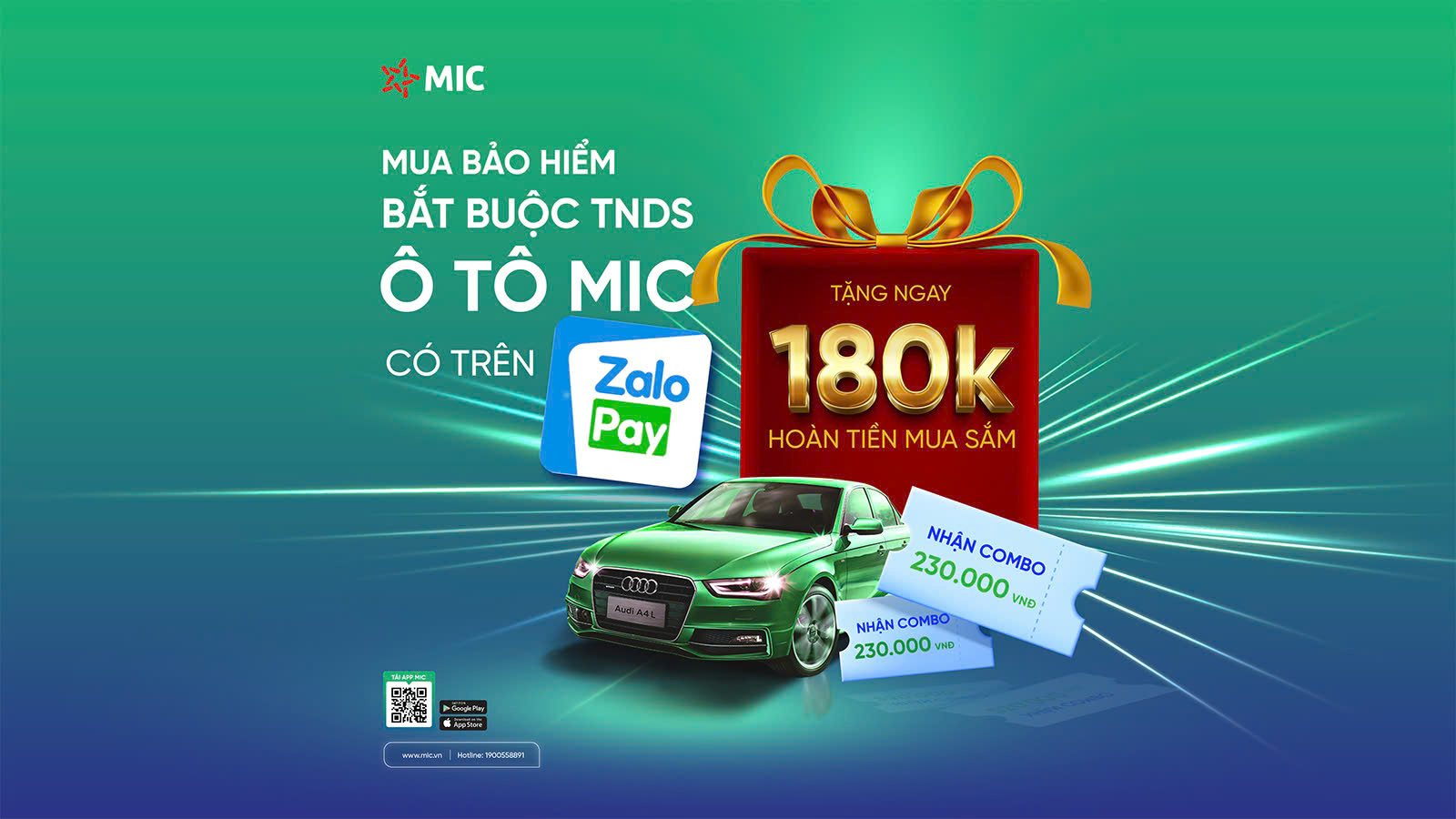 Nhận khuyến mại siêu hot khi tham gia Bảo hiểm TNDS ô tô MIC trên Zalopay